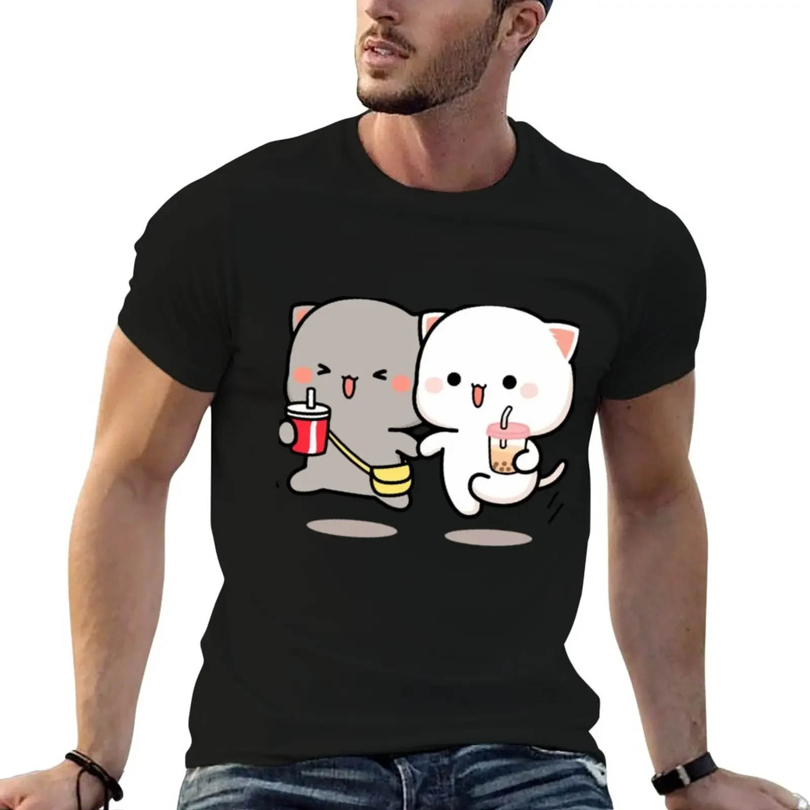 

Cat peach and goma 1 T-Shirt anime stuff vintage t shirts Blouse mens cotton t shirts