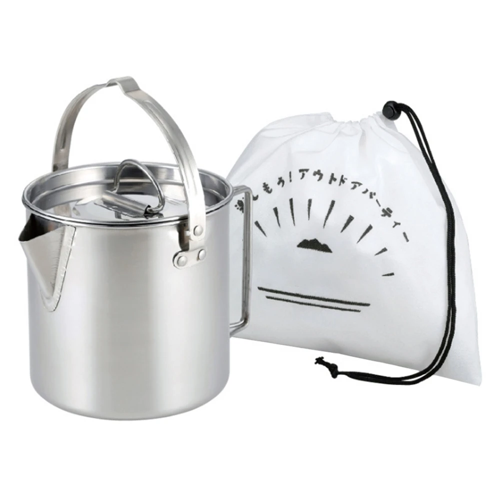 Camping Cooking Pot Stainless Steel Portable Campfire Pot Water Cup for Outdoor Camping Hiking Backpacking