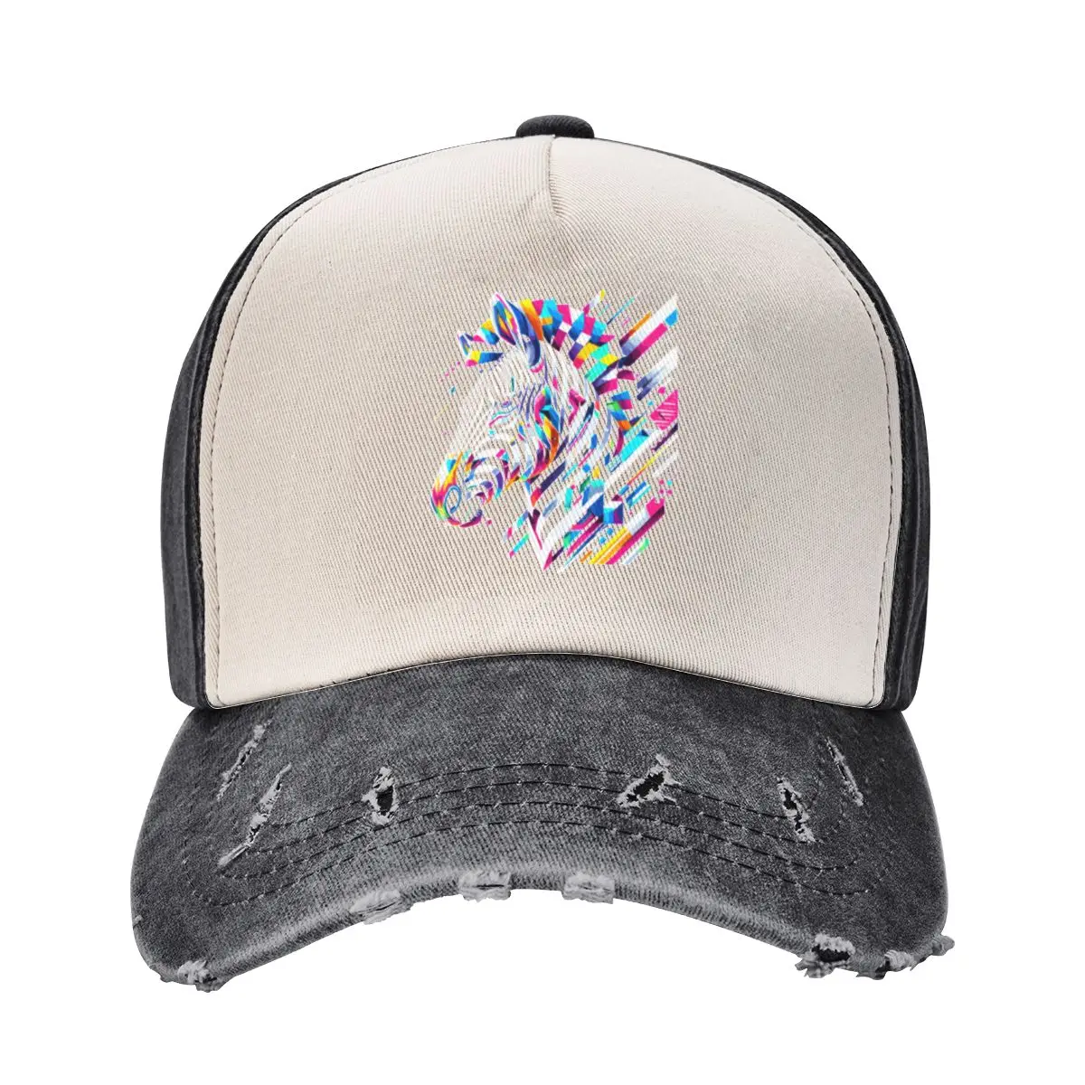 Geometric Zebra Design: Neon Elegance Meets Retro Vibe Baseball Cap summer hat Hat Baseball Cap hiking hat For Man Women's