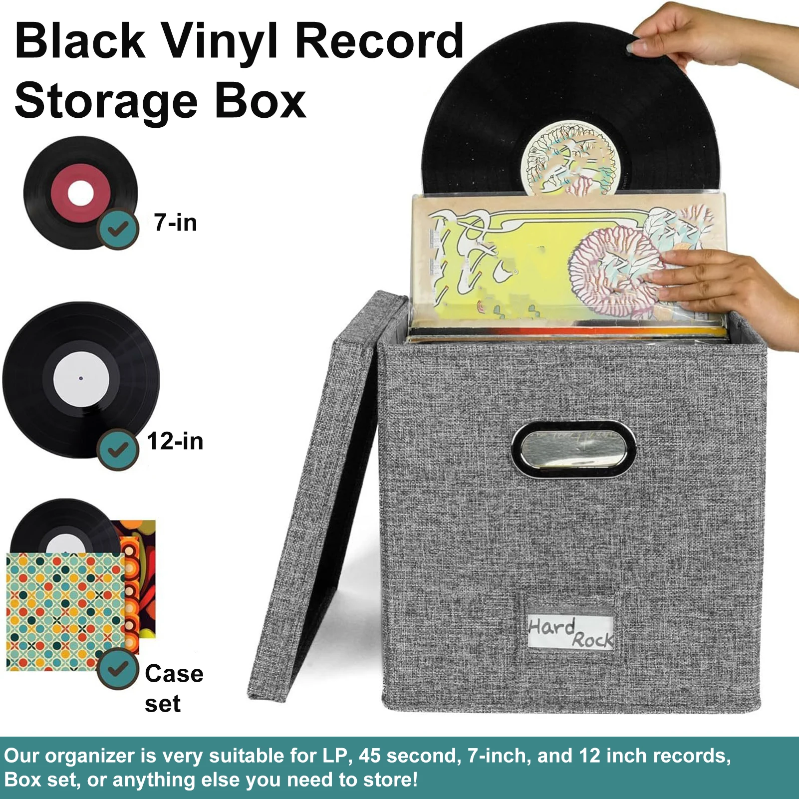 Prosty pudełko do przechowywania z tkaniny składany schowek pod przykryciem o dużej pojemności pyłoszczelny Organizer płyta winylowa artykuły domowe