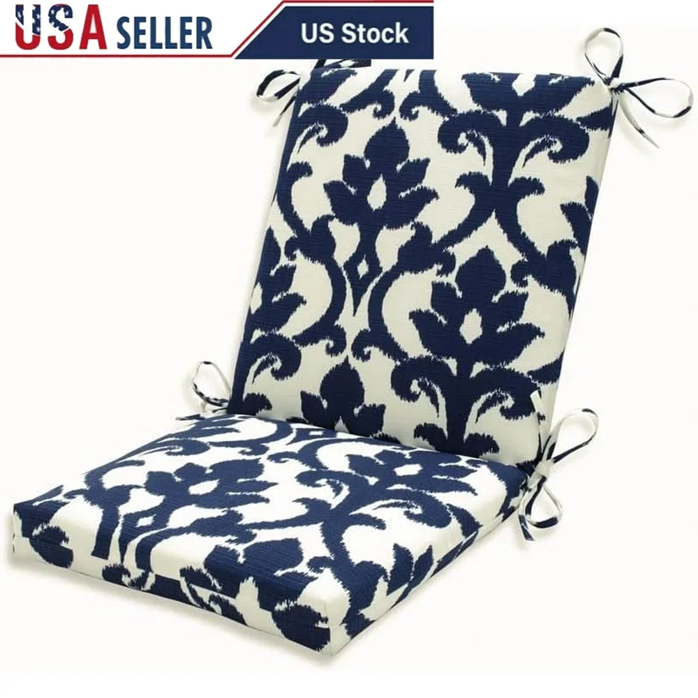 

Damask Indoor Outdoor Chair Cushion One Piece Deep Seat Weather Fade Resistant Cushion with Ties Suitable Most Chairs