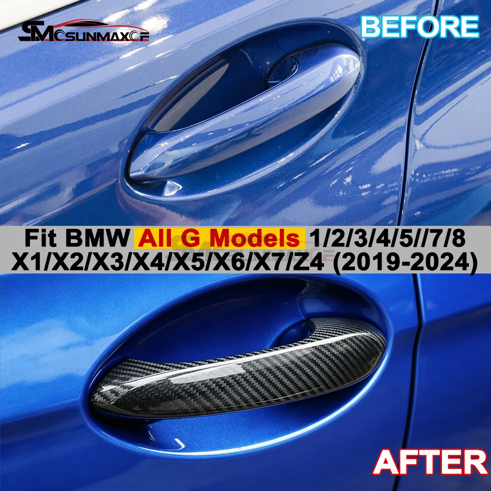 For BMW G Models 1 2 3 4 5 7 8 X1 X2 X3 X4 X5 X6 X7 Z4 2019-2024 Carbon Fiber Outer Door Handle Cover Car Exterior Tuning Trim