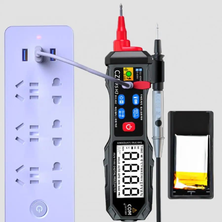 Mini Digital Multimeter USB Rechargeable Smart LCD Voltage Detector Tester Portable DC AC Voltage Ohm Continuity