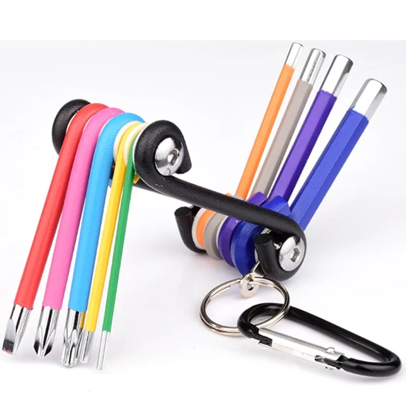 For 9-Piece Color Hexagon Wrench, Multifunctional Screwdriver Hexagon Wrench, Color Folding    2pcs