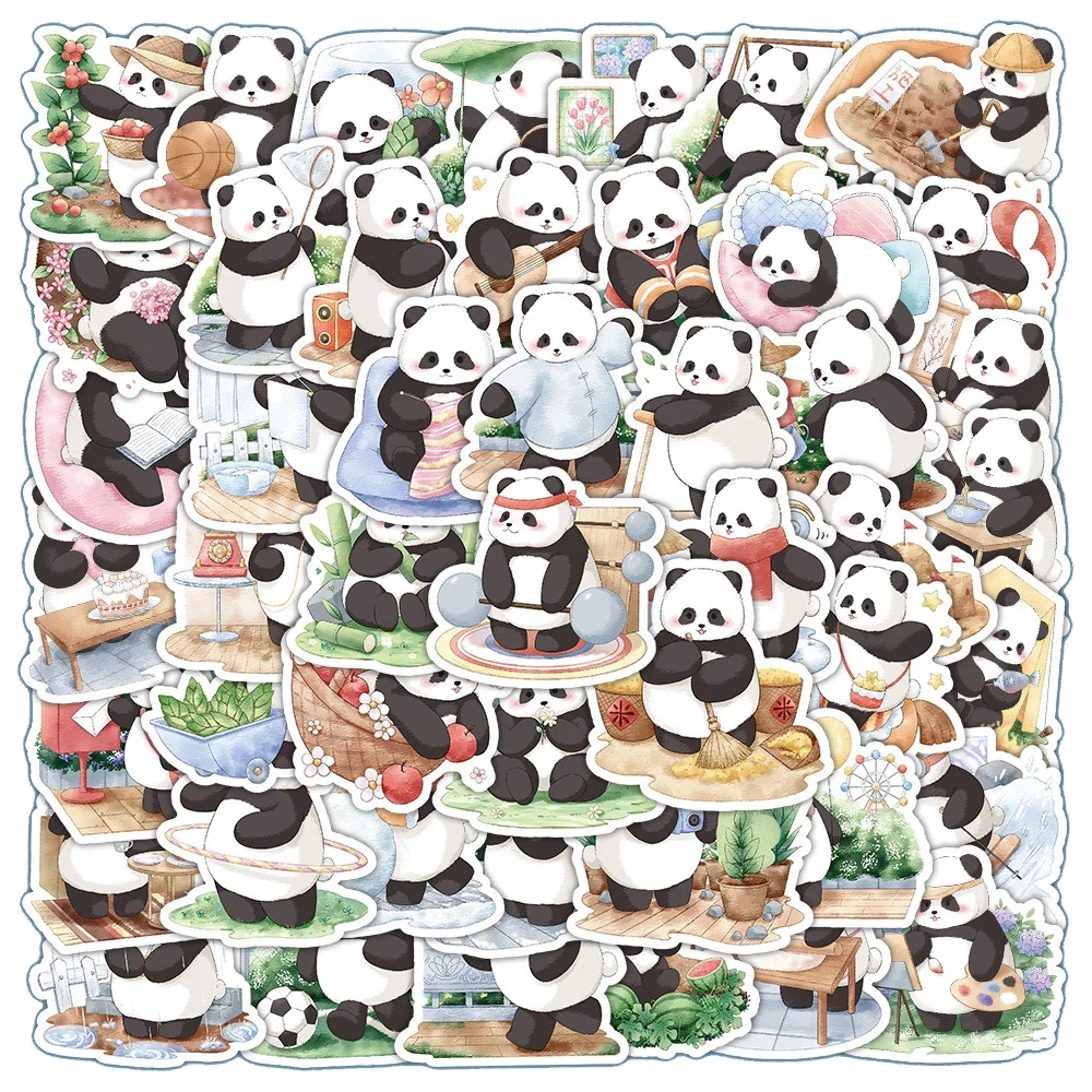 60PCS Kawaii Panda Stickers Leuke Cartoon Dier Graffiti Sticker Laptop Telefoon Gitaar Fiets Skateboard Decals Gift Kinderen Speelgoed Geschenken