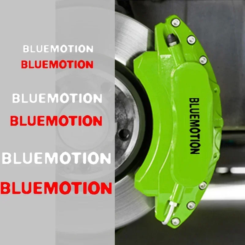 6pcs for Volkswagen Bluemotion Logo Car Caliper Sticker Tire Brake Cover Heat Waterproof Film Body Decals Wheel Brow Accessories