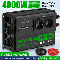Pure Sine Wave Inverter 5000W/4000W DC 12V/24V to AC 220V automotive power converter transformer with 4 EU Socket