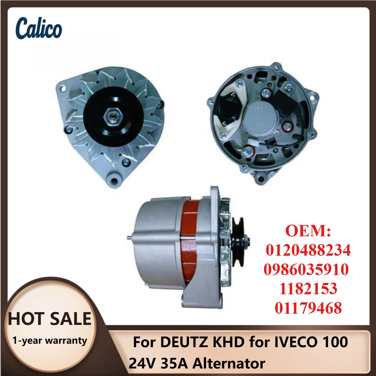 

Высококачественный генератор 24В 35А для DEUTZ KHD и IVECO (номера: 0120488234, 0986035910, 1182153, 01179468)