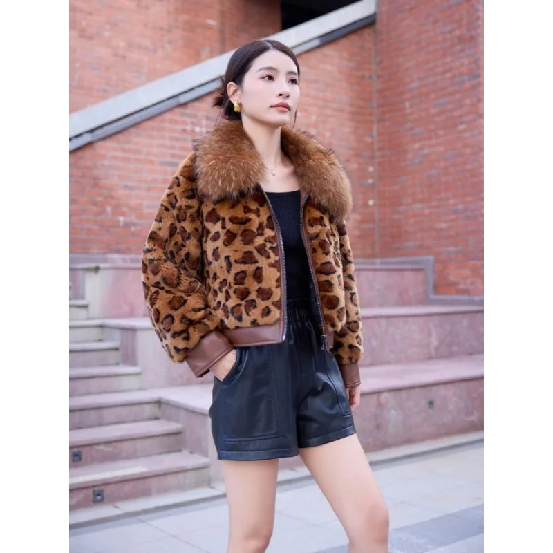 New Winter Coat Rabbit Fleece Leopard Print Jacket Fur Coat for Women Luxurious Casual Fashionable Outerwear High-end Bestseller