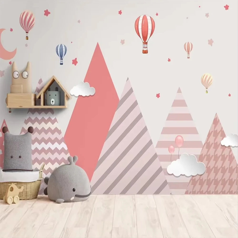 Custom Nordic geometric peaks forest clouds 3D Murals Wallpaper children's room Wall Painting Mural Wallpapers interior stickers