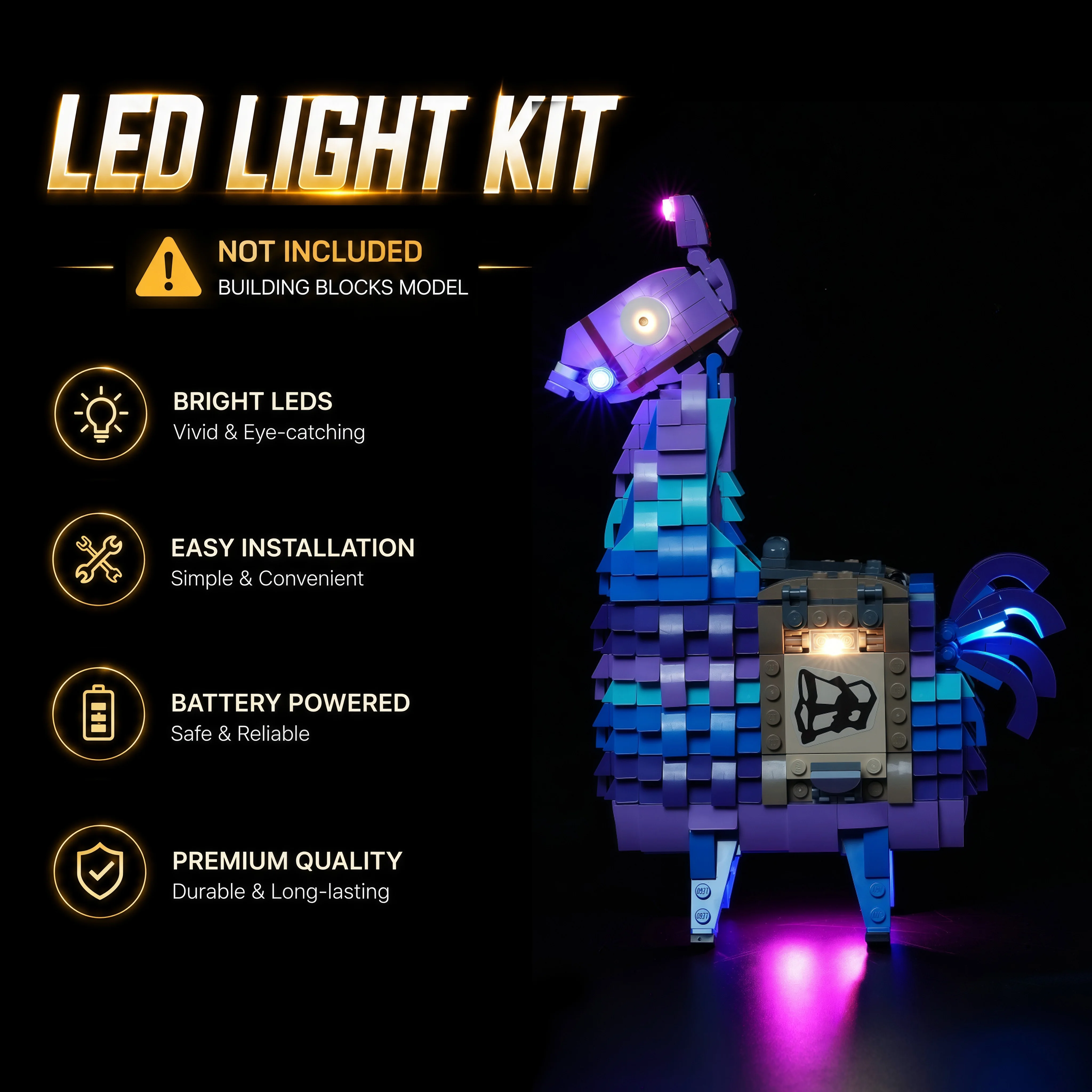 

HPROSPER 5V LED Light for Lego Fortnite Supply Llama 77071 DIY Decorative Lamp With Battery Box (No Model)