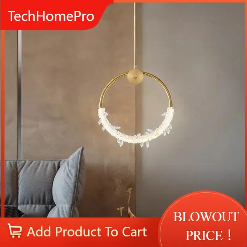 TechHPLight Luxury Bedroom Bedside Small Chandelier Simple Modern Creative Restaurant Bar Single-Head Hanging Lamp