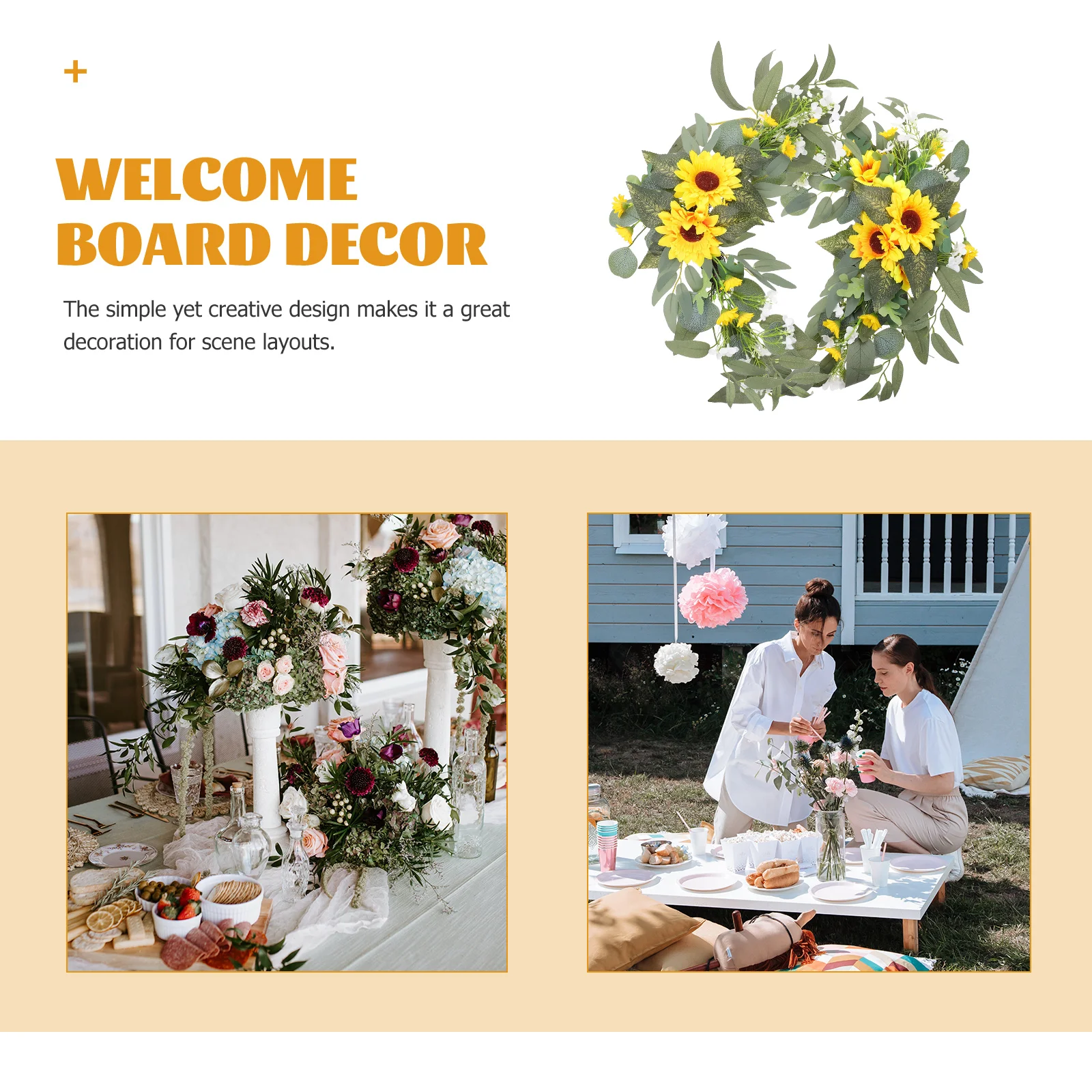 

2Pcs Sunflower Decoration Silk Cloth Artificial Flower DIY Supplies Wedding Car Home Mirror Window Garden Bride