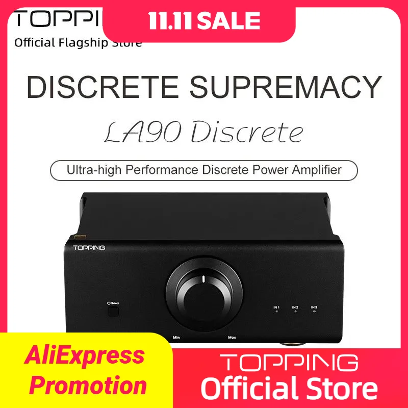 TOPPING LA90 Discrete Power Amplifier 3*XLR/TRS Inputs 2 Step Gain Settings Stereo/Mono Mode Amp