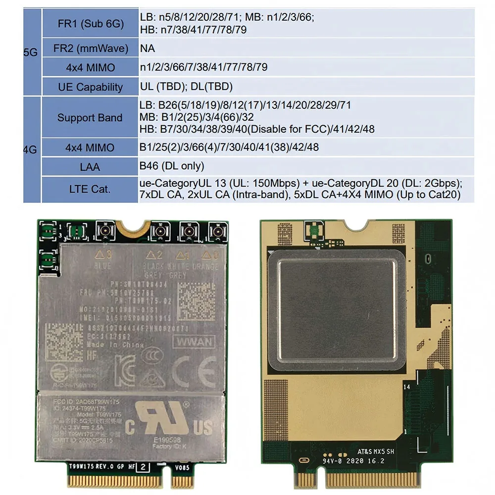 Original 5G Module SDX55 T99W175 Wireless WWAN Card For 2021 X1 Carbon 9th Yoga 6th X1 NANO T14S X13 Titanium Fold Gen Laptop