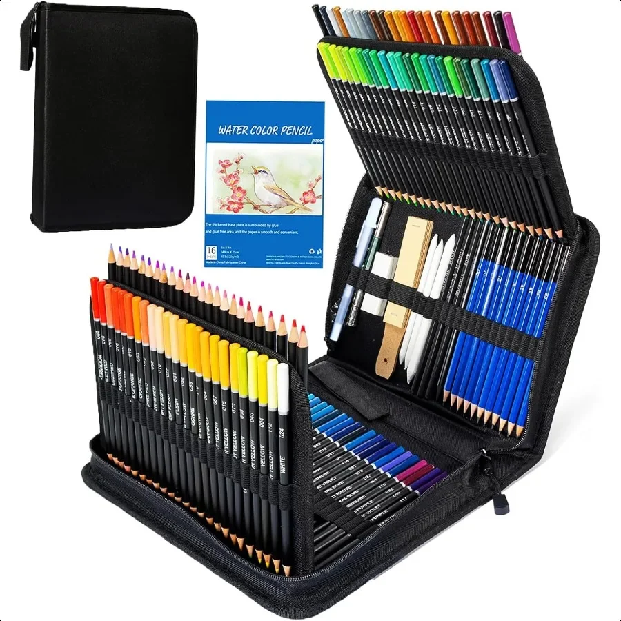 

146Pcs Drawing and Sketching Colored Pencils Set Art plies Include Sketch Charcoal Colored Metallic Watercolor Graphite Mark Pe