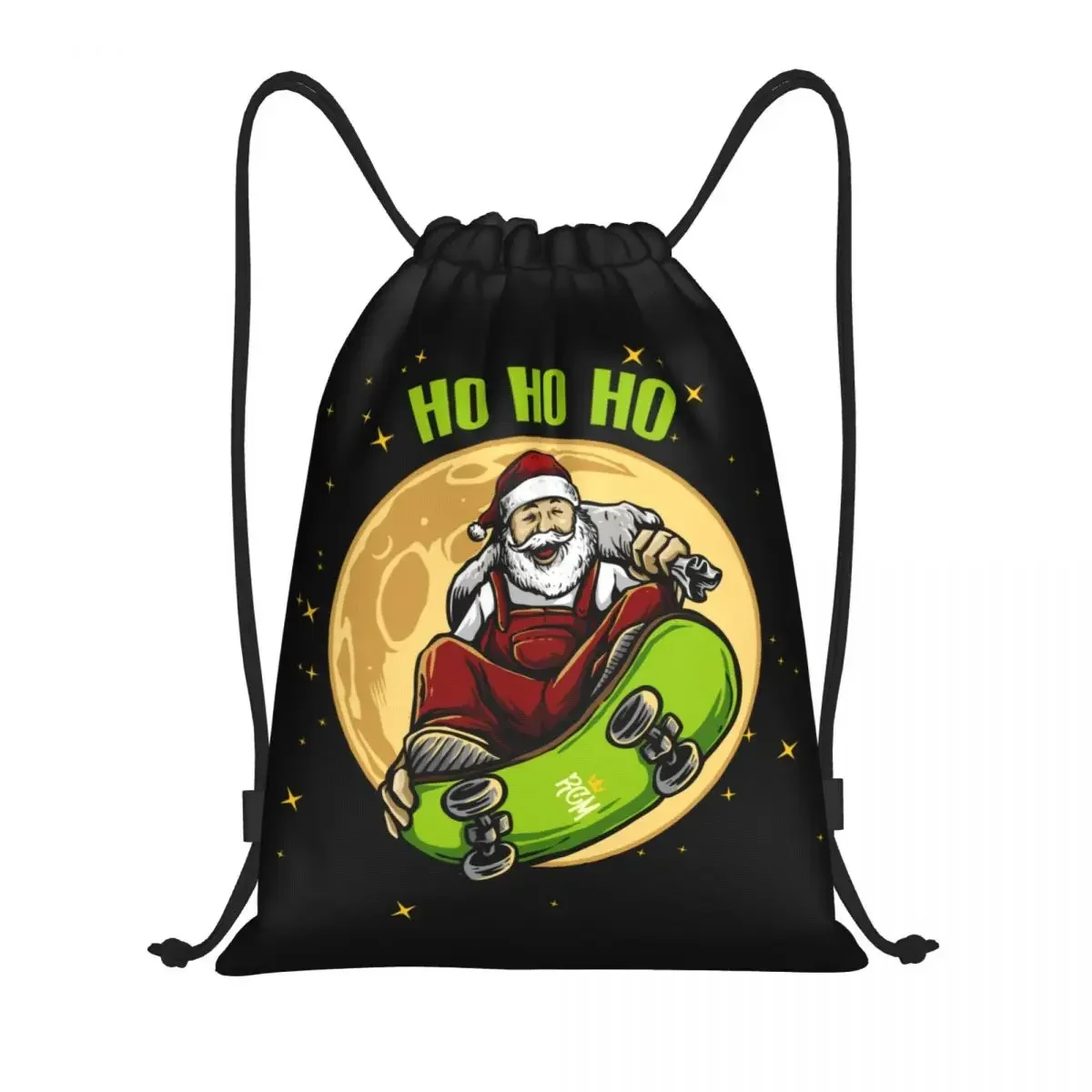 Merry Christmas Funny Santa Claus Drawstring Backpack Sports Gym Bag for Women Men Skateboarding Ho Ho Ho Training Sackpack