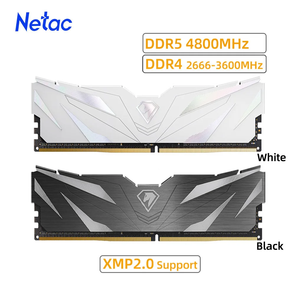 Netac Memoria RAM DDR4 para placa base AMD Inter, 16gb, 8 gb, DDR4, 3200mhz, DDR4, RGB, 3600mhz, 2666mhz, XMP, 288pin