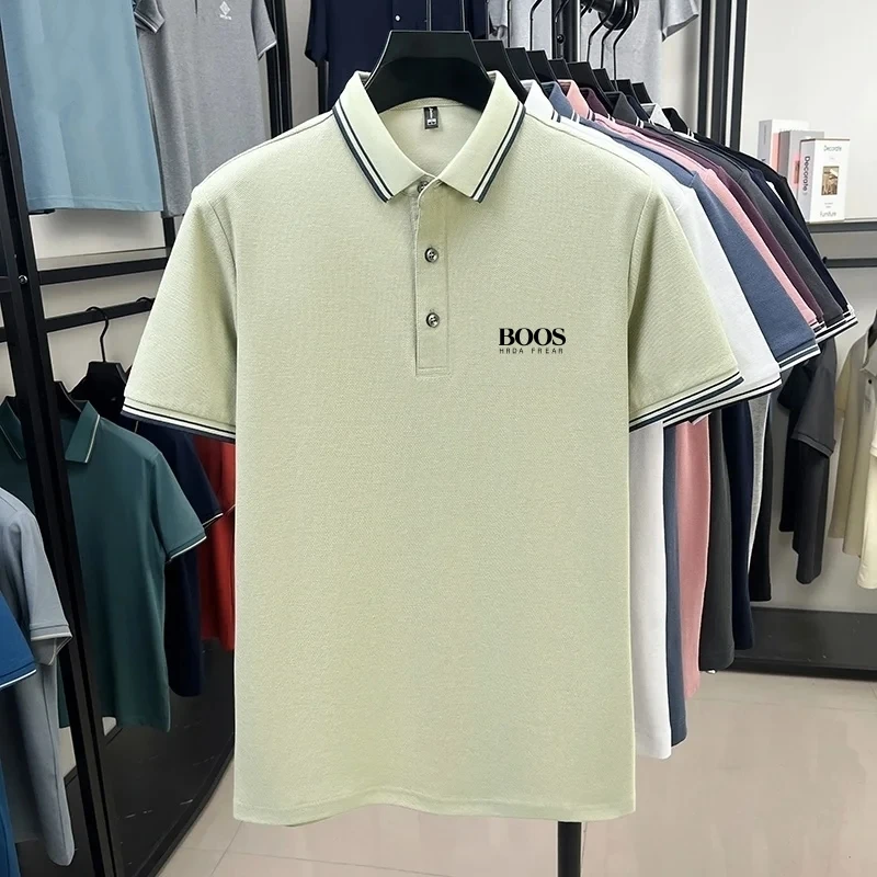 

New summer high-quality pure cotton short sleeved polo shirt for men, fashionable and casual, sweat absorbing and breathable top