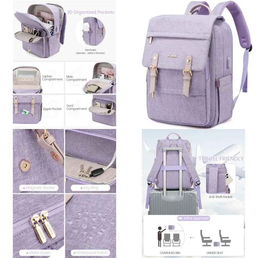 

Laptop Backpack Purse for Women Fashion Vintage Computer Backpack Large Teacher Nurse Backpack Casual Daypack for Travel Busine