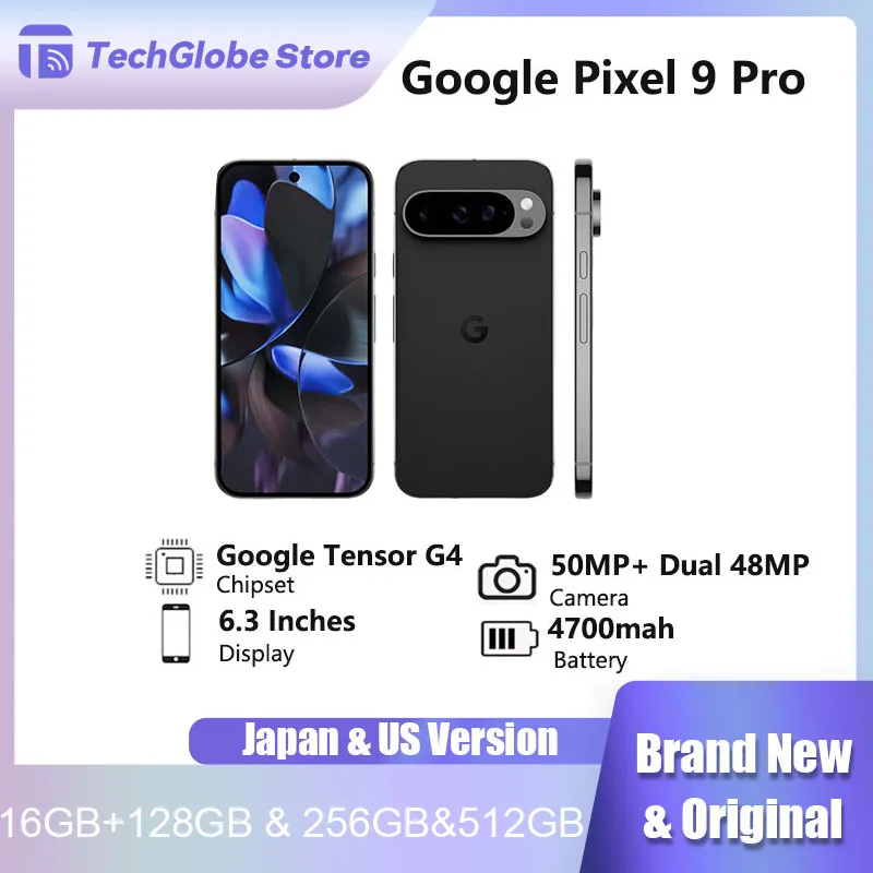 Novo original google pixel 9 pro telefones 9pro 16gb ram 128gb 256gb rom 6.3 "oled nfc octa núcleo google tensor g4 5g telefone móvel