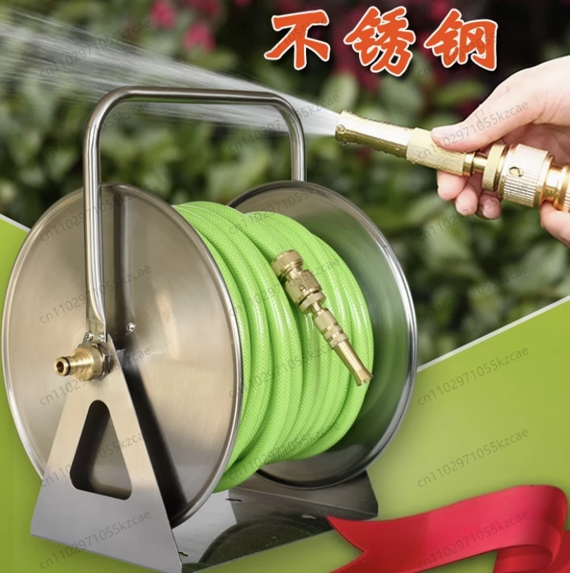 

Прочный настенный катушечный держатель для шланга из нержавеющей стали | Для хранения труб для полива сада и мойки автомобилей