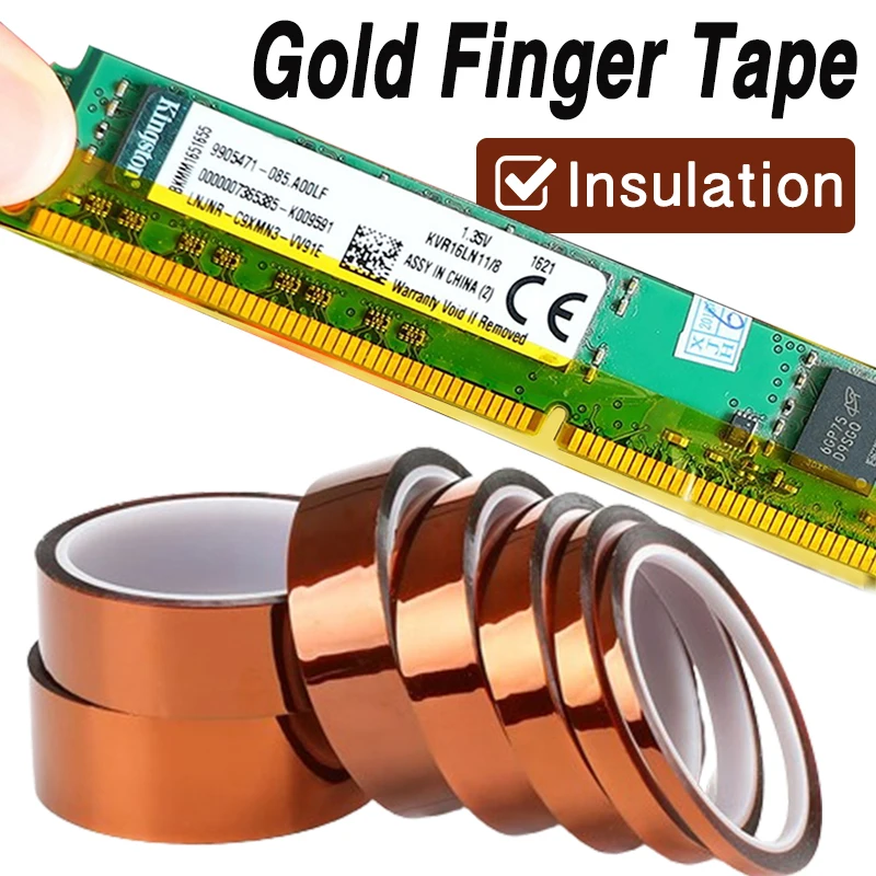 33m Long Gold Finger High Temperature Resistant Polyimide Tape Multi Size Anti Static Lithium Battery Insulation Adhesive Tape