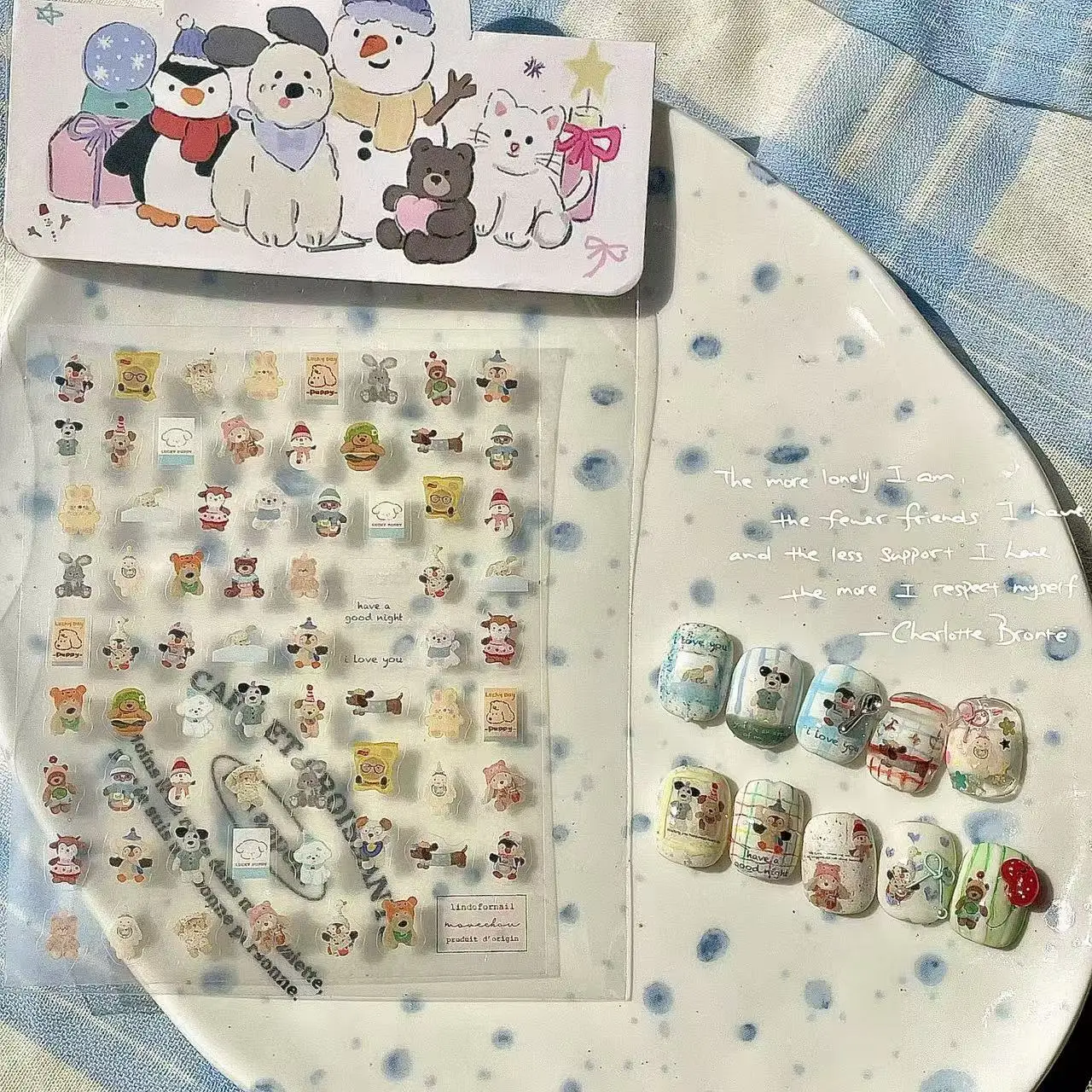 

Brand New Ins Atmospheric Short Nail Nail Stickers Chef Puppy Hand-painted Furry High-value Stickers