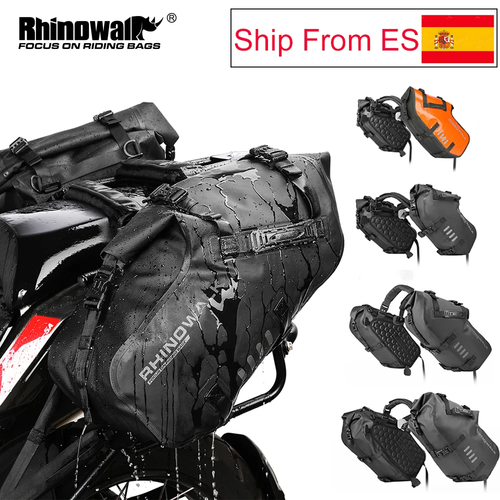 Rhinowalk Motorcycle Side Bag 2PCS Waterproof Dry Motor Saddle Double Side Bag 18L/28L/48L Rack-free Installation With Straps