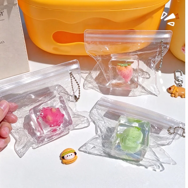 Ice Cube & Fruit Squishy Kids' Doll Keychain - Booger-Shaped Stress-Relief Toy, Slow Rebound Must-Have