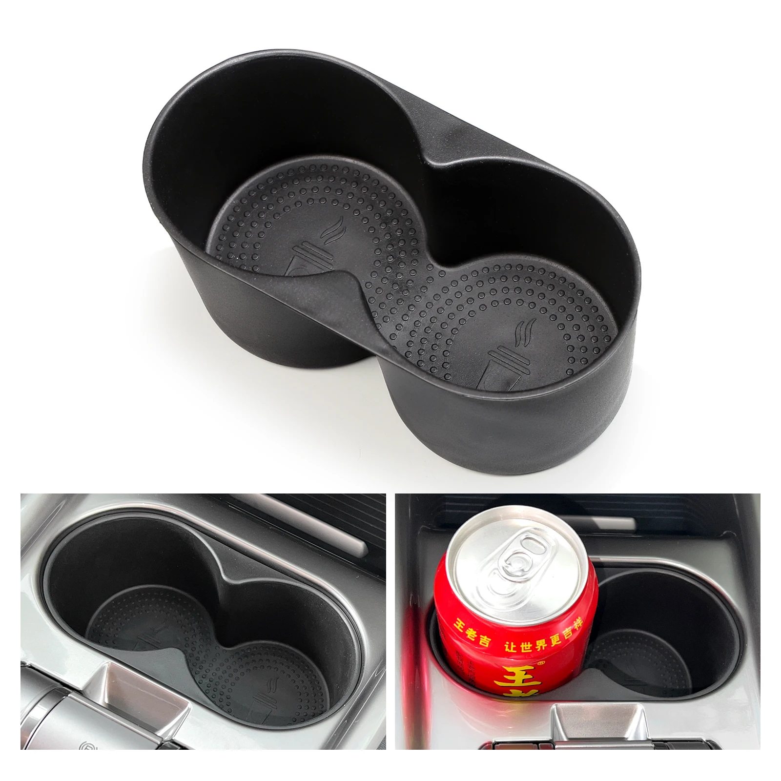 Smabee for BYD Dolphin 2021-2025 Cup Holder Storage Box Shock-Absorbing Central Drinks Tray TPE Tidying Accessories Black