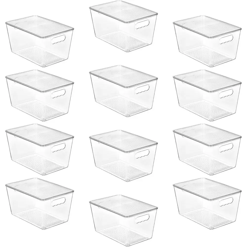 

12 Pack Clear Stackable Storage Bins with Lids, Large Plastic Containers with Handle for Pantry Organizer and Storage,Perfect fo