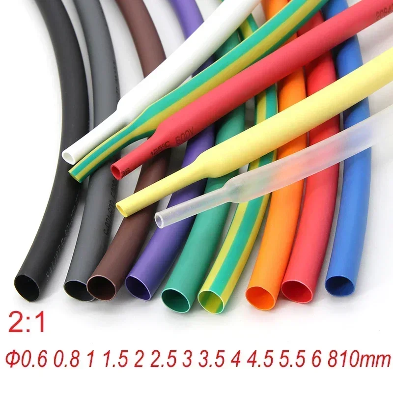 1/3M Diameter 0.6 0.8 1 1.5 2 2.5 3 3.5 4 4.5 5.5 6 8 10 mm PE Heat Shrink Tube 2:1 Shrink Ratio Insulated Wire Shrink wrap