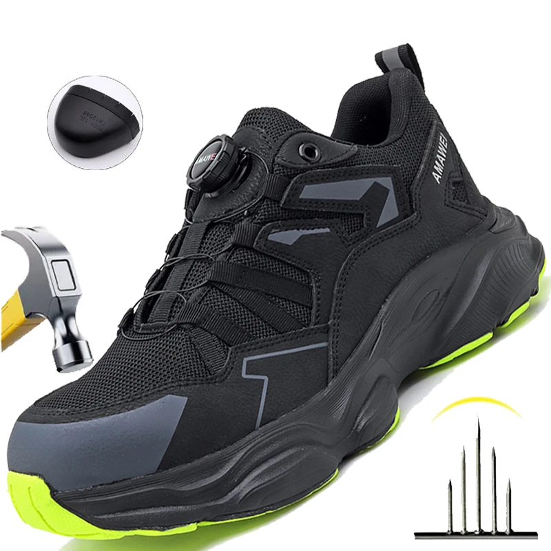 

Mens Safety Shoes With Steel Toe Cap Anti-Puncture Work Shoes Non-Slip Outsole & Breathable Design Breathable Protective Boots