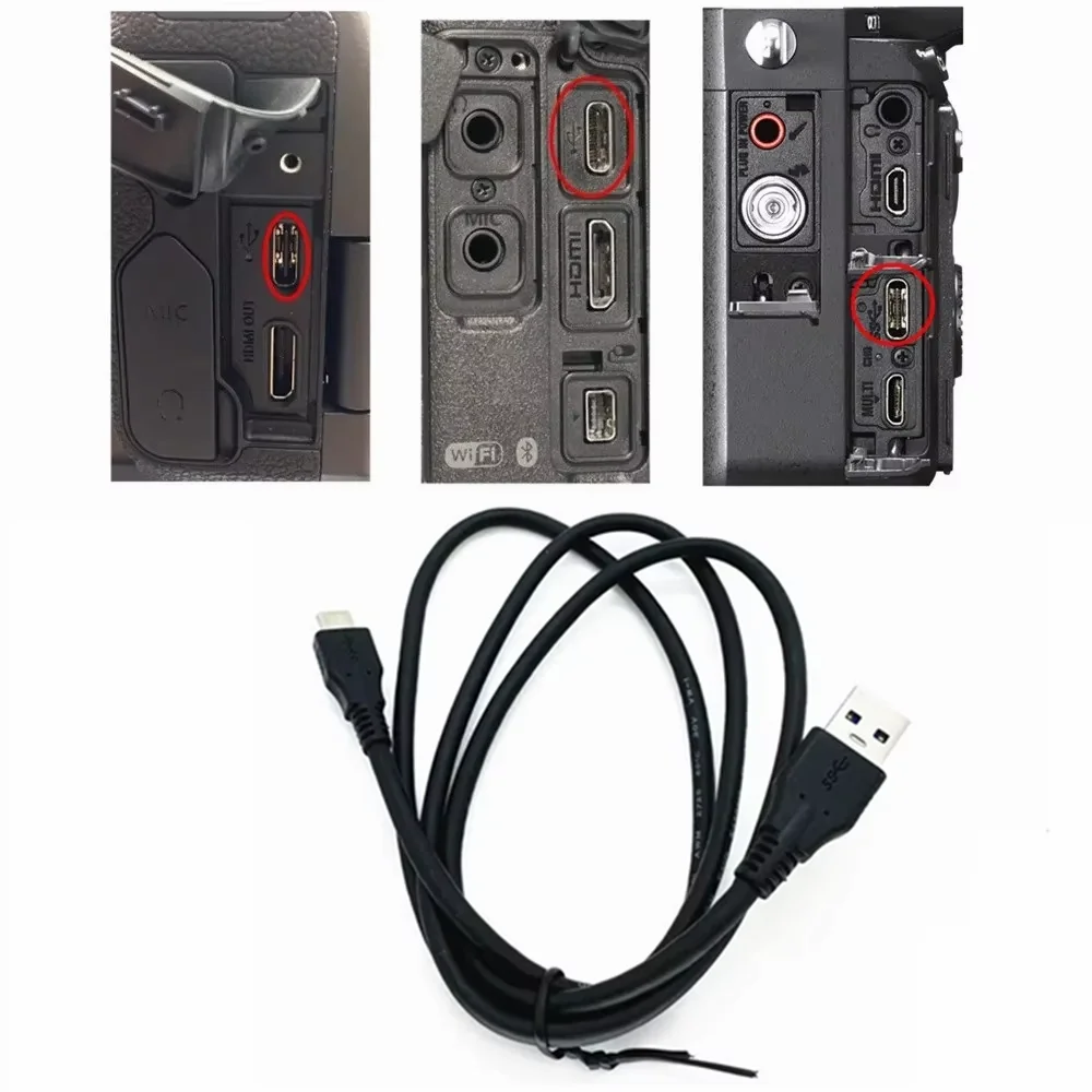 Cabo de dados tipo C para USB 3.0 para Canon EOS R8 R7 R6 R5 M6 II V10 Nikon Z7 Z6 Sony A7R V A7C Câmera IFC-100U UC-E24 USB-C Tipo C