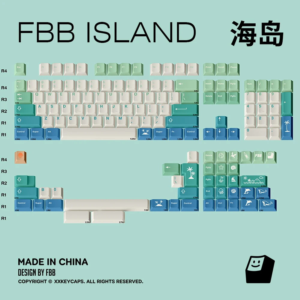 FBB Keycaps Island R2 PBT 1.7mm Thickness Key CapsFor Cherry Profile Mechanical Keyboard Keycaps MX Switch Office Creative Gift
