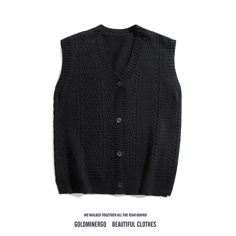 

Ретро-кардиган в японском стиле для мужчин: повседневный, универсальный, осенне-зимний, вязаный жилет в стиле Ins College Svel Bas