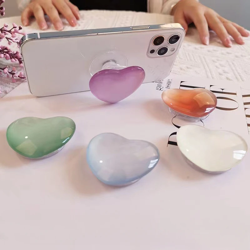 Hartvorm 3D Kristal Opvouwbare Vingerring Griptok Telefoonhouder voor IPhone Samsung Ondersteuning Socket Pocket Grip Tok Stand Beugel