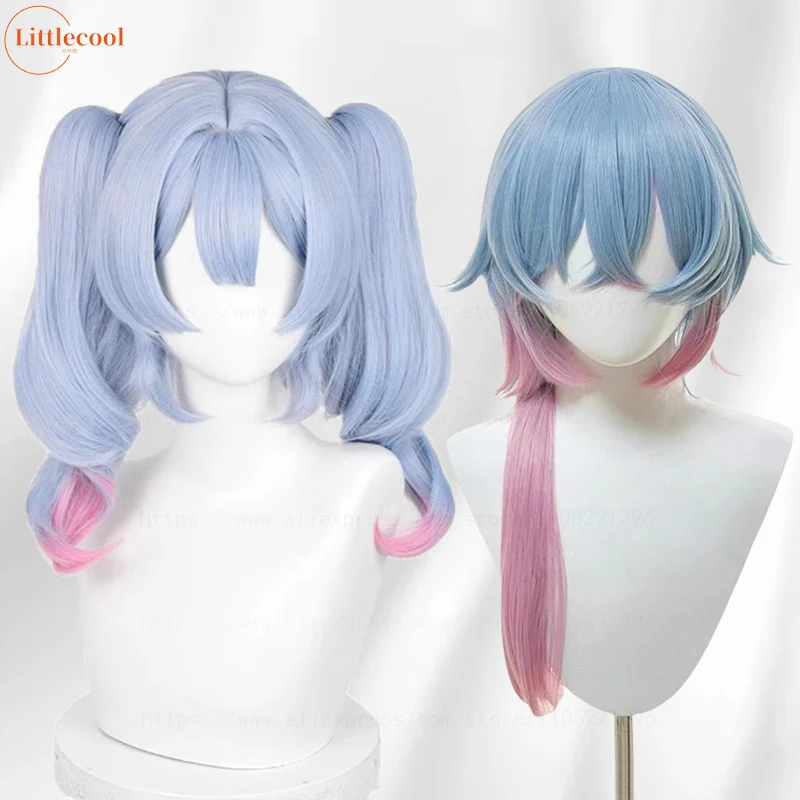 

Miku Rabbit Hole Cosplay Wig 45cm Long Mixed Color Ponytails Heat Resistant Synthetic Hair Halloween Party Anime Wigs + Wig Cap
