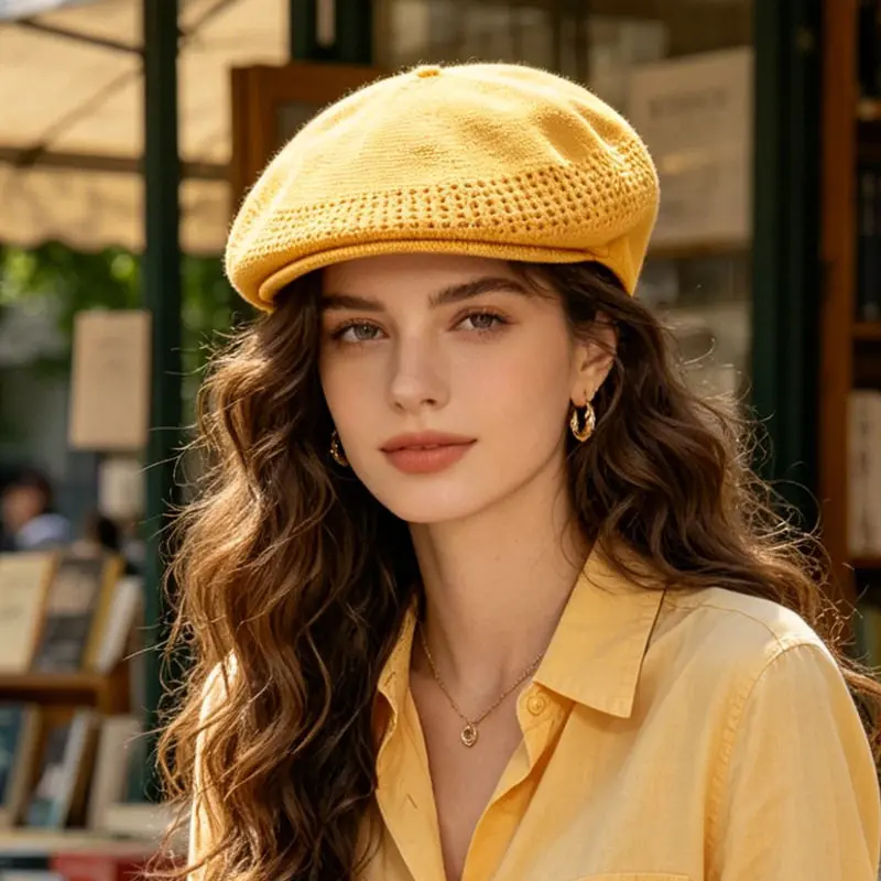 1pc Korean Style Y2k Retro Ivy Beret Hat for Men Women Painter Caps French Artist Mesh Breathable Beret Caps for Women Girls
