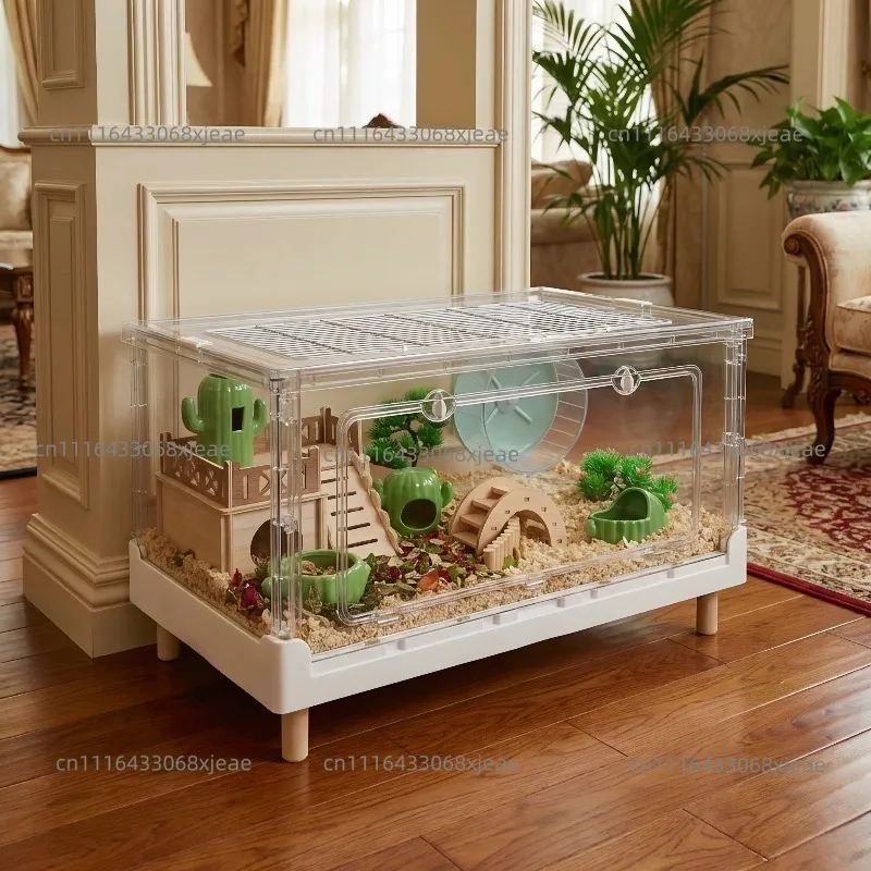 Folding Hamster Cage Large Space Breathable Golden Hamsters Breeding Cages Transparent Chew Proof Hamster House Small Pet Hutch