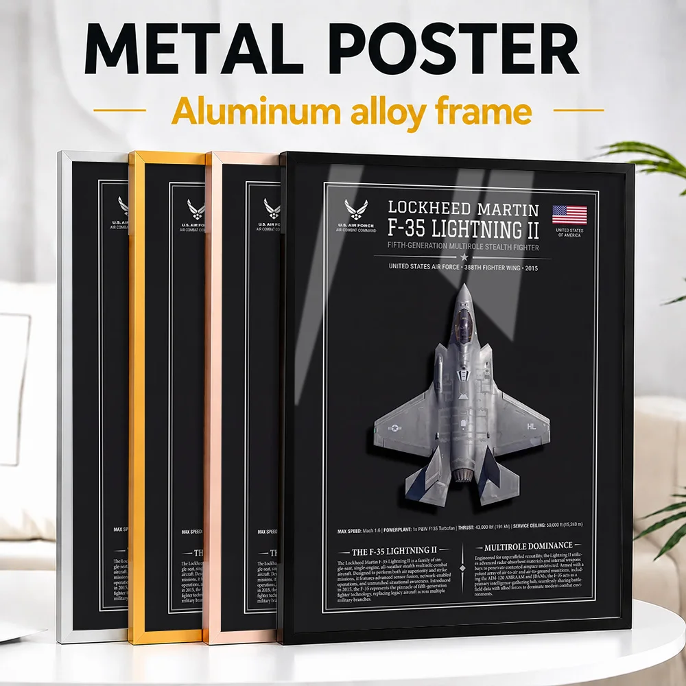 Lockheed Martin F-35 Lightning II Framed Metal Print Customized Flight Tribute Wall Art Perfect Within Office As Veteran Gift