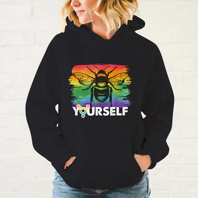 y2k hoodies New Men'S Women'S Winter Autumn Fashion Hooded Lgbt Bee Yourself Casual Long Sleeve Hoody Hoodies Sweatshirts