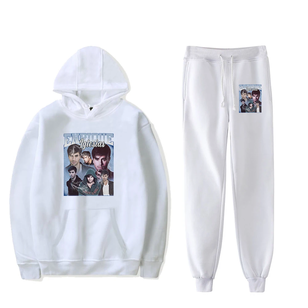 Enrique Iglesias Hoodie Jogger Pants Two Piece Set Sweatshirts+Sweatpants 2023 Vintage Fashion Clothes Women Men's Set