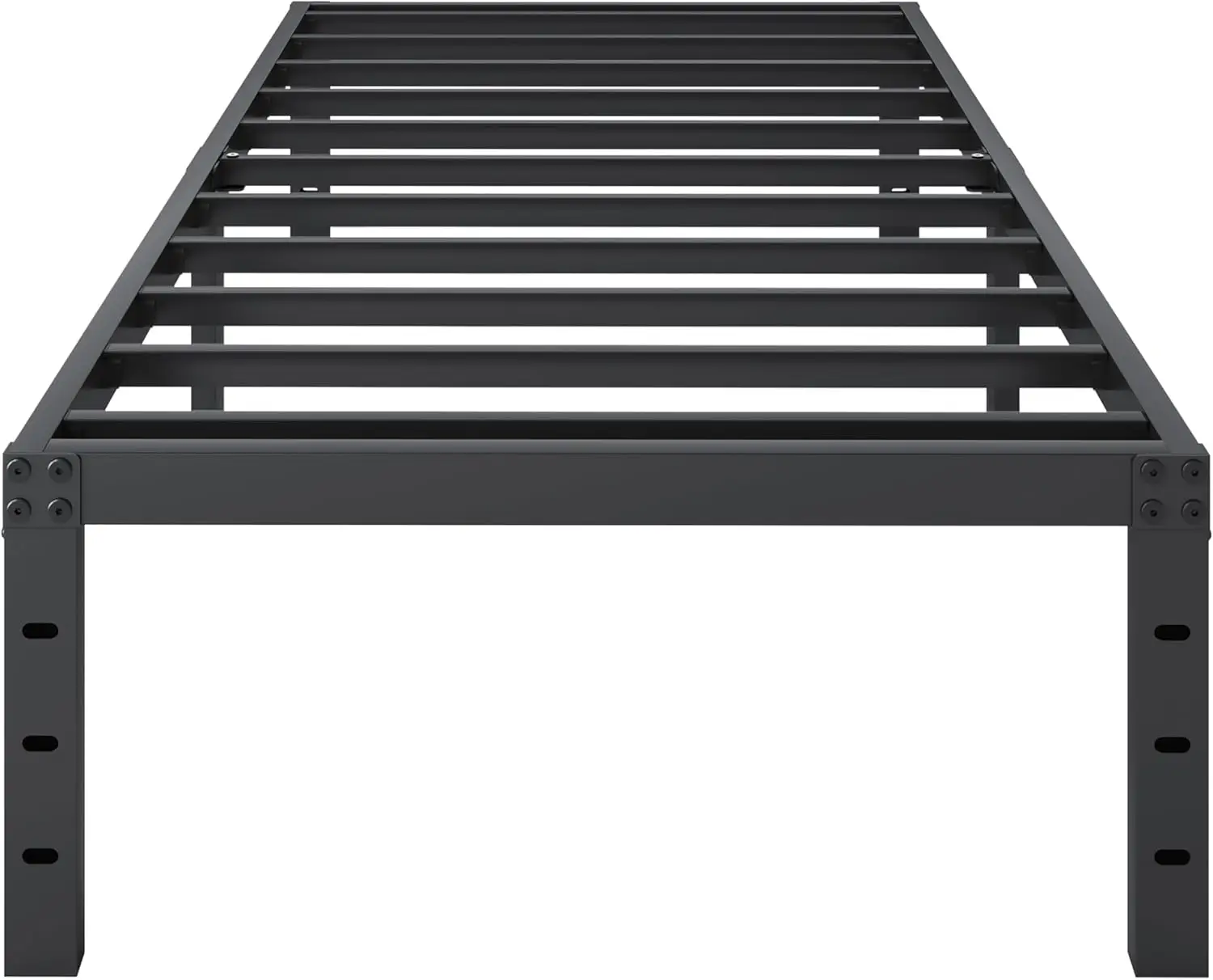 Struttura letto con piattaforma doppia in metallo da 18 pollici con contenitore, senza bisogno di molle, facile montaggio e design silenzioso