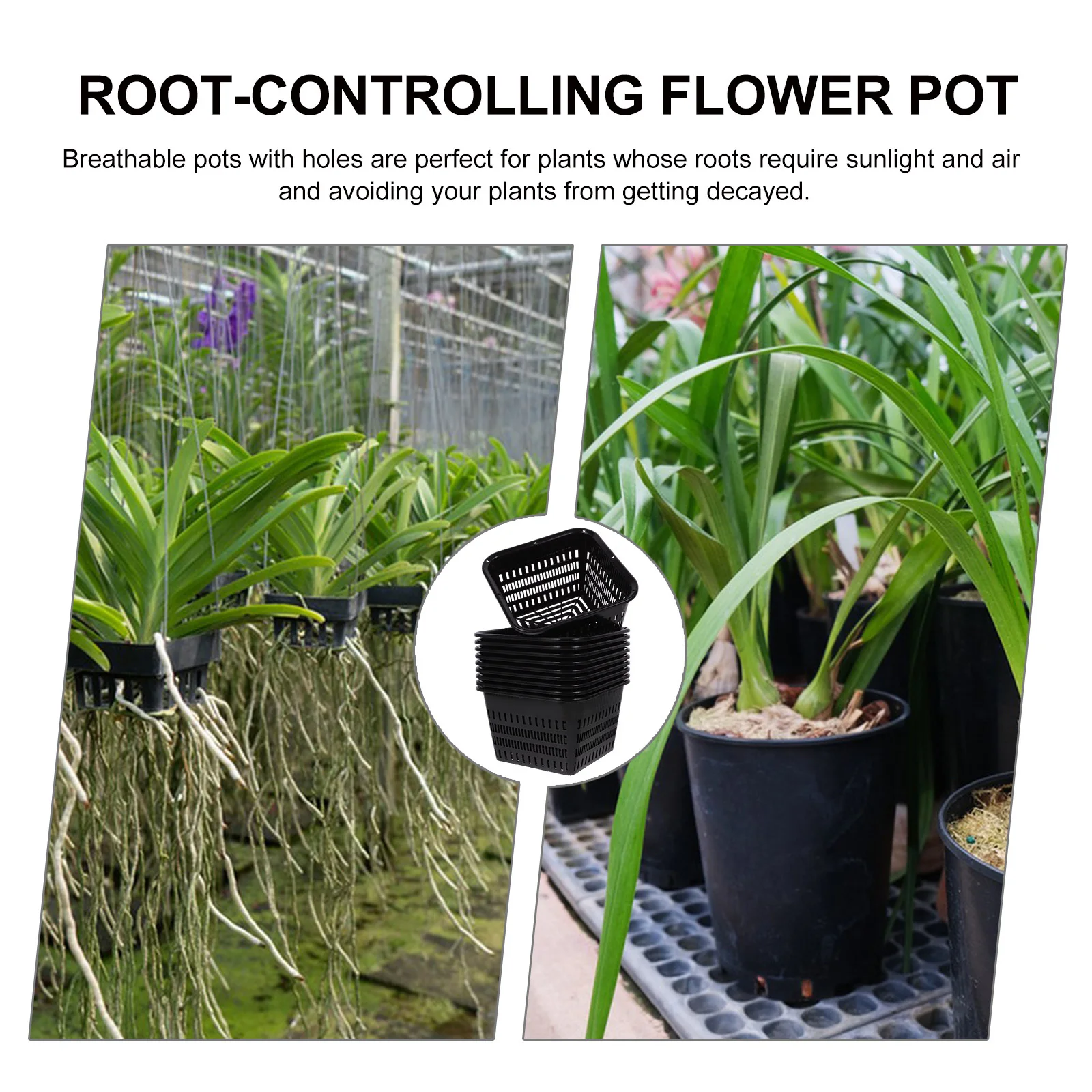 

10pcs Plastic Orchid Pots With Holes Root Control Flower Pot For Garden Planting Nursery Planter Breathable Balcony Container