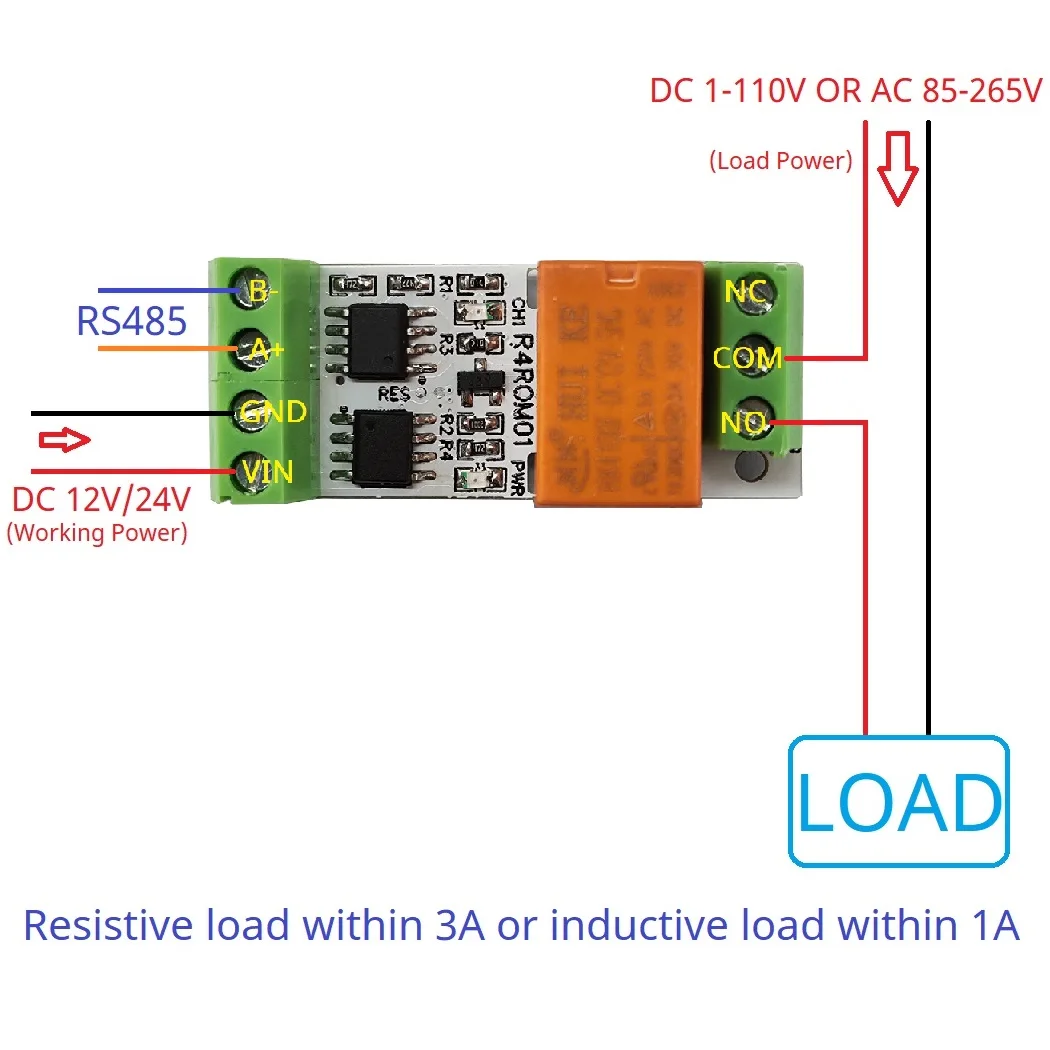 3A Mini Electronic Switch Board Modbus PC USB Serial Port UART RS485 Relay Module for Arduino ESP32 Smart Home IOT LED Motor