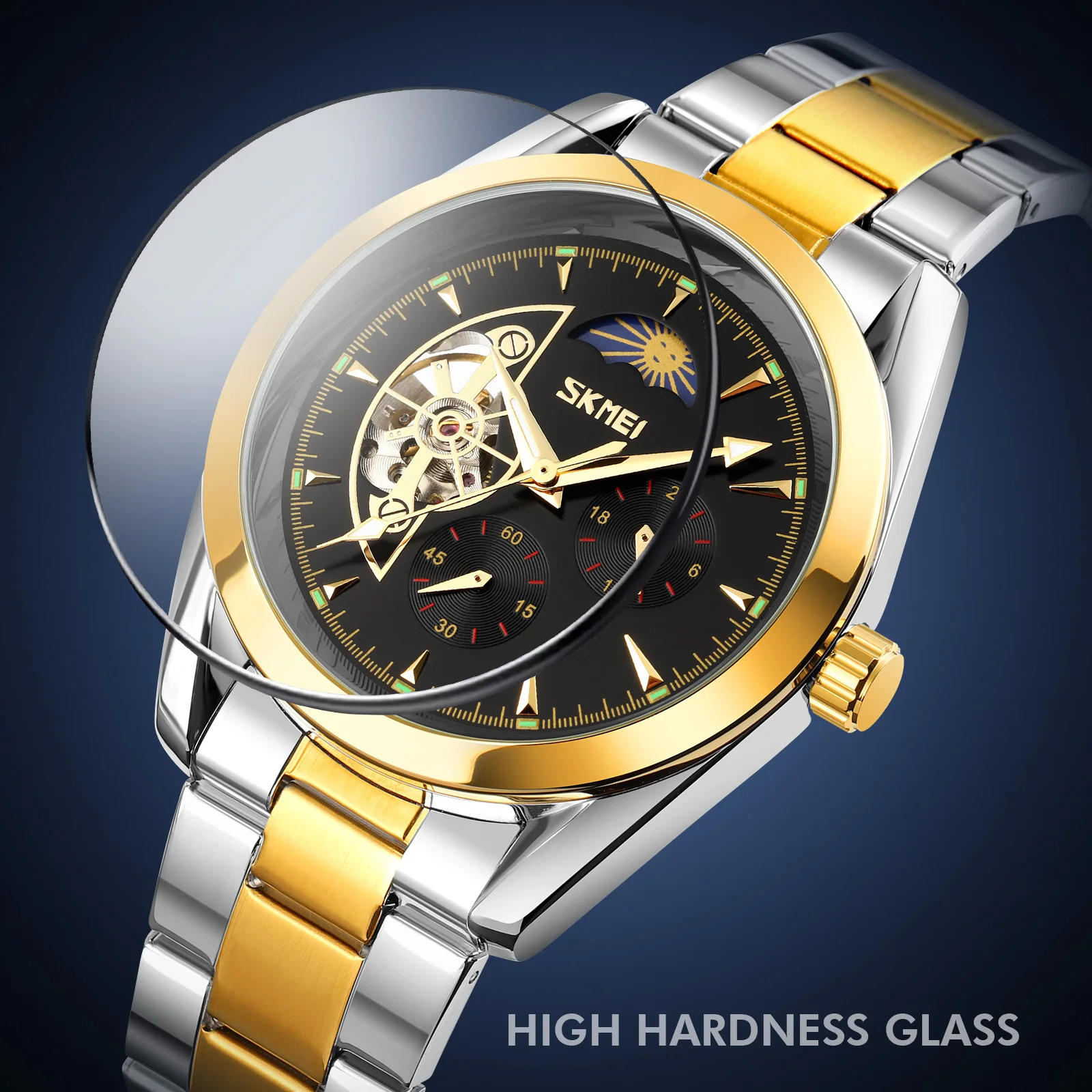 Men's Tourbillon Automatic Mechanical Watch, Moon Phase