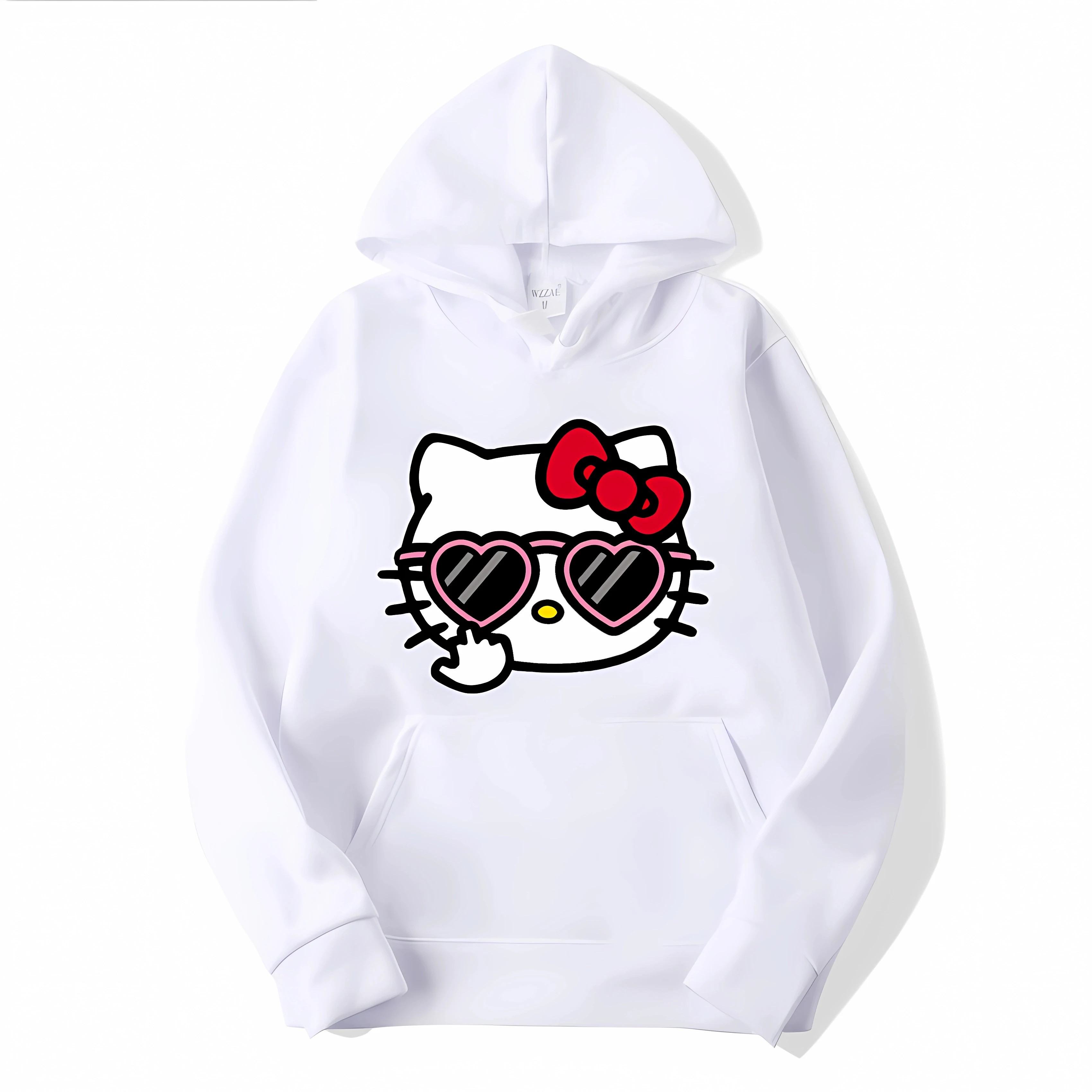 2024 Fashion Kawaii Sanrio Hello Kitty Animation Hoodie Women Solid Color Y2K Aesthetic Top Spring Autumn Casual Jacket Sweater