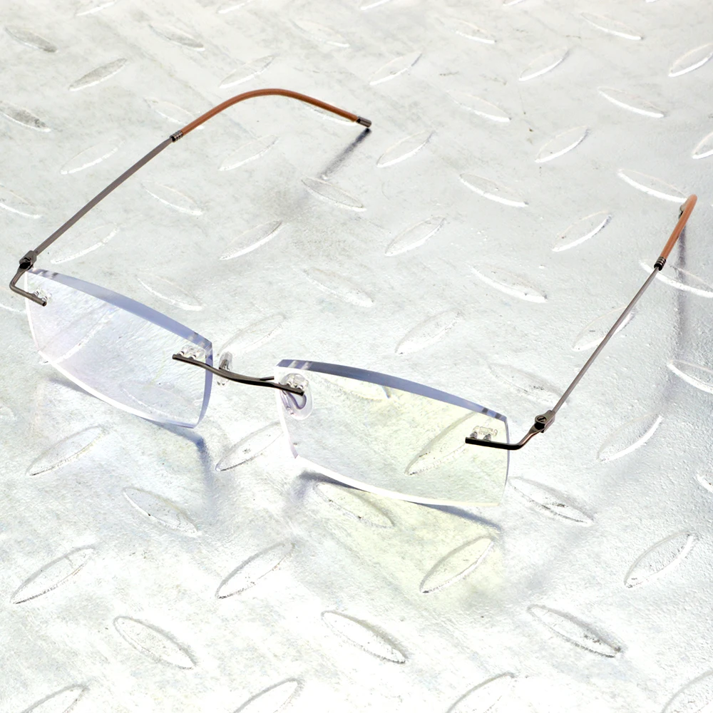 Titanium Alloy 15 Layers Coated Medical Silicone Nose Pads Antislip Temple Rimless Frame Reading Glasses +0.75 +1 +1.25 To +4